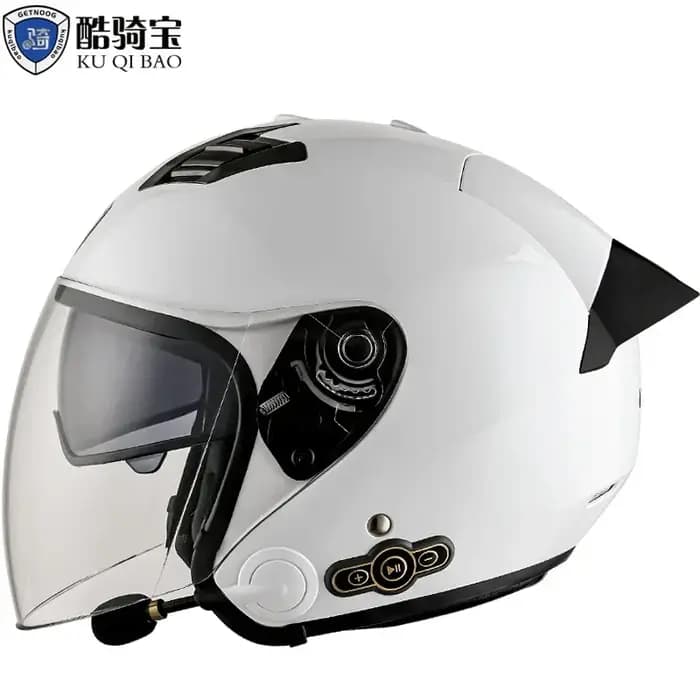 Casque de moto intégral Bluetooth 3/4 pour hommes et femmes