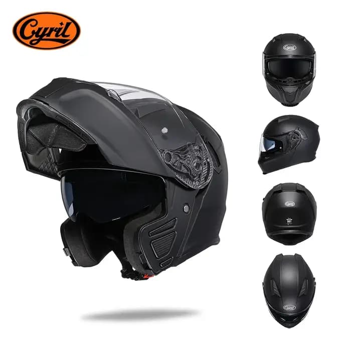 Casque de moto double visière modulaire rabattable