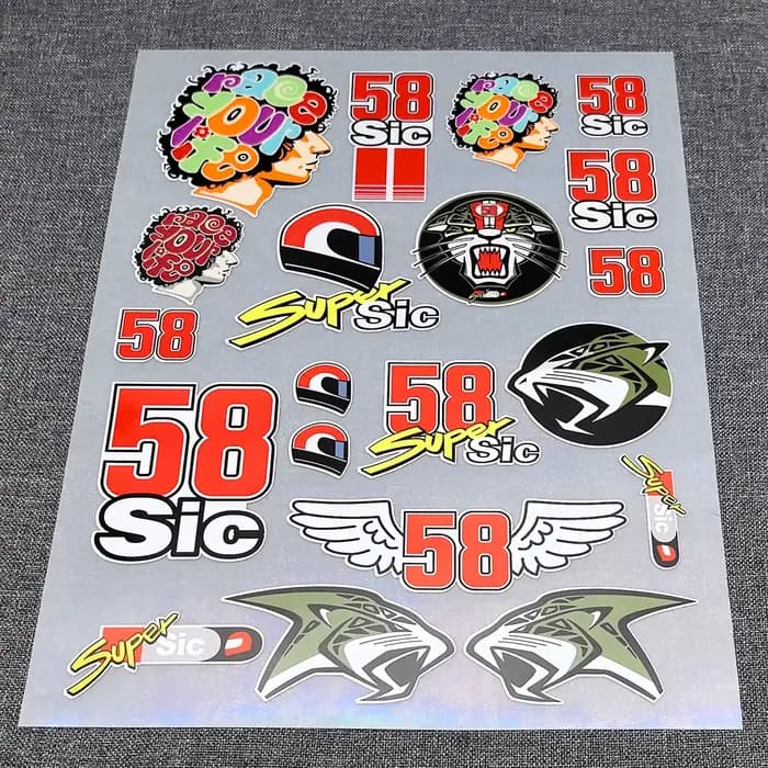 Ensemble d'autocollants M-Marco Simoncelli 58 Super Sic
