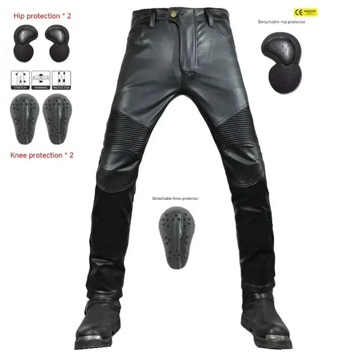 Pantalon de moto professionnel imperméable, coupe-vent, anti-chute, en cuir, coupe droite, avec prot