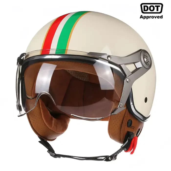 Casque de moto semi-ouvert rétro DOT 3/4
