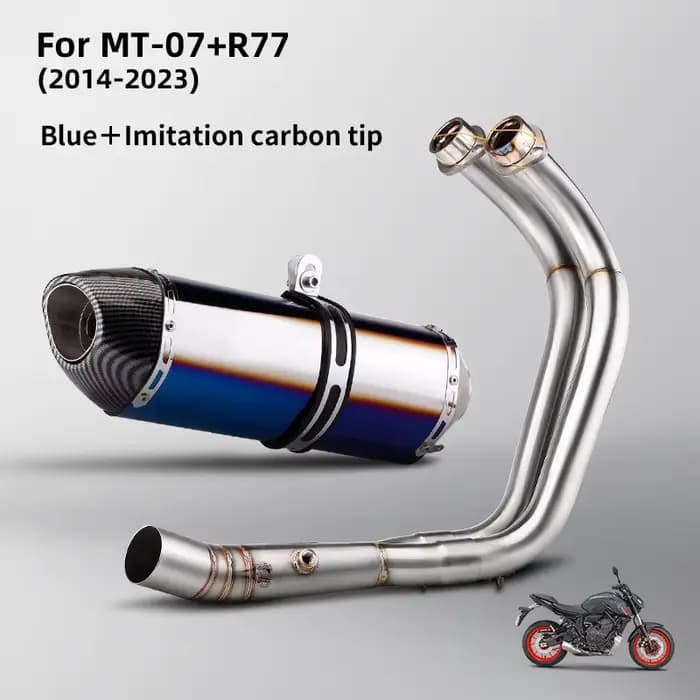 Système d'échappement complet pour moto, échappement en fibre de carbone, 51 mm/2 pouces, pour mt07