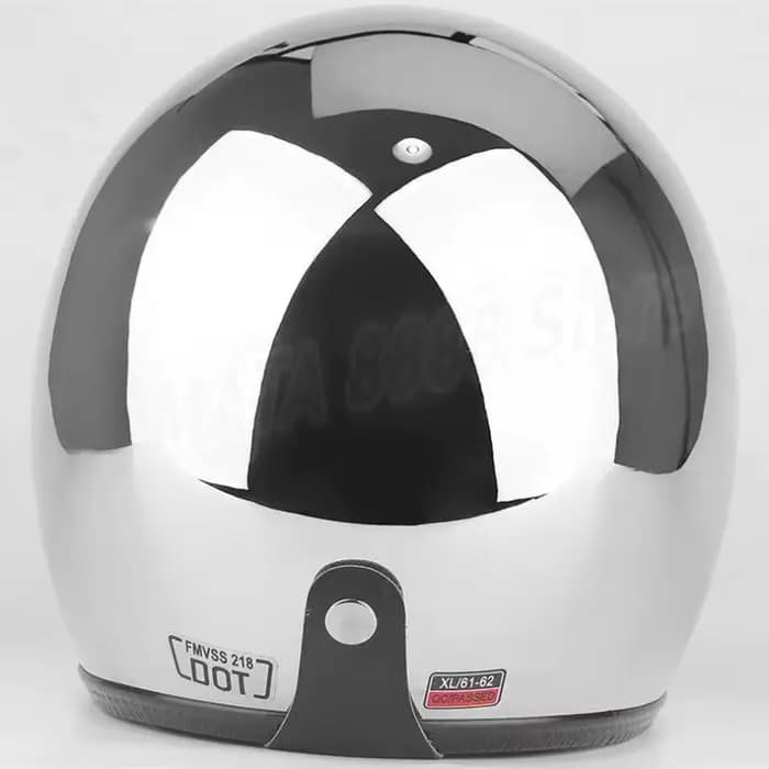 Casque Moto Rétro Ouvert Chromé Argenté Unique – Style Vintage Jet 3/4 Demi-Casque