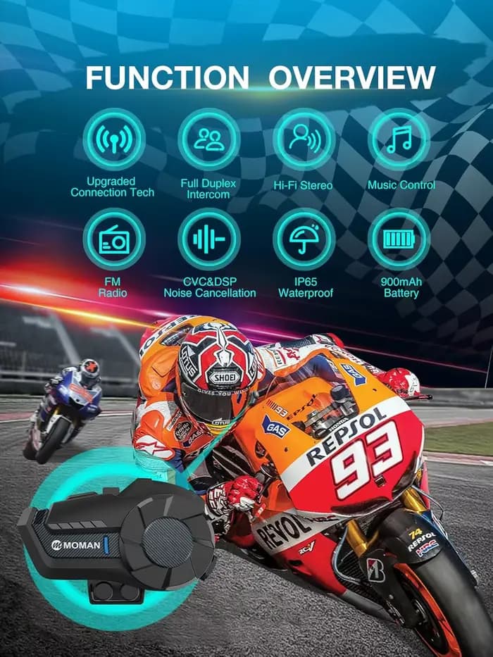 Intercom pour casque de moto Moman H2Pro