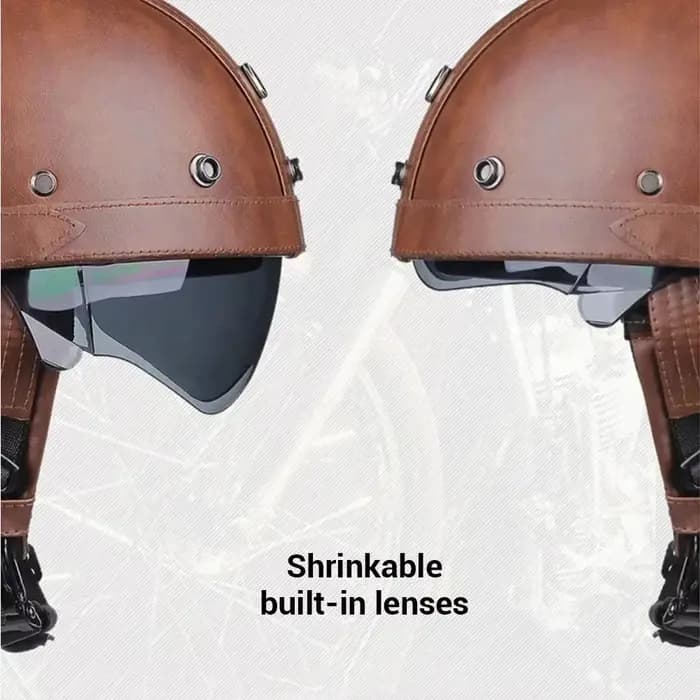 Casque de moto rétro PU quatre casques de mode équitation demi-casque de Scooter