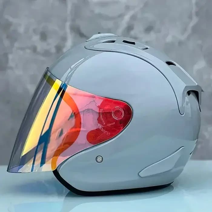 Demi-casque de moto tout-terrain gris brillant Ram4 pour hommes et femmes