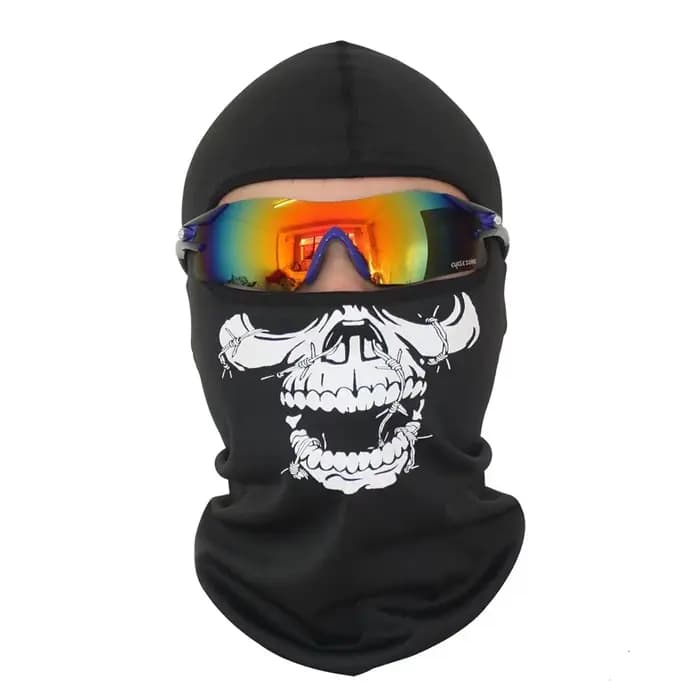 Cagoule de vélo masque complet imprimé crâne moto