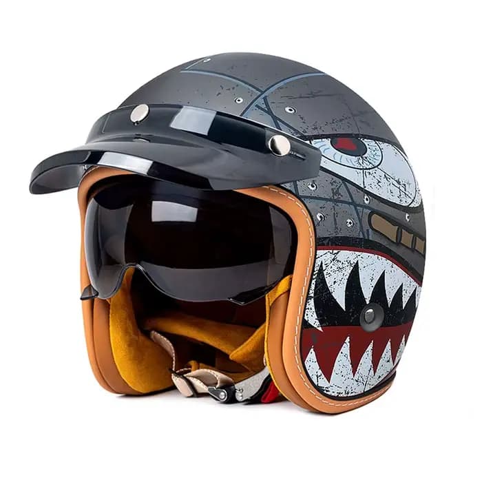 Casque de moto ouvert pour hommes et femmes, double lentille, pare-soleil, bouclier facial, haut lég