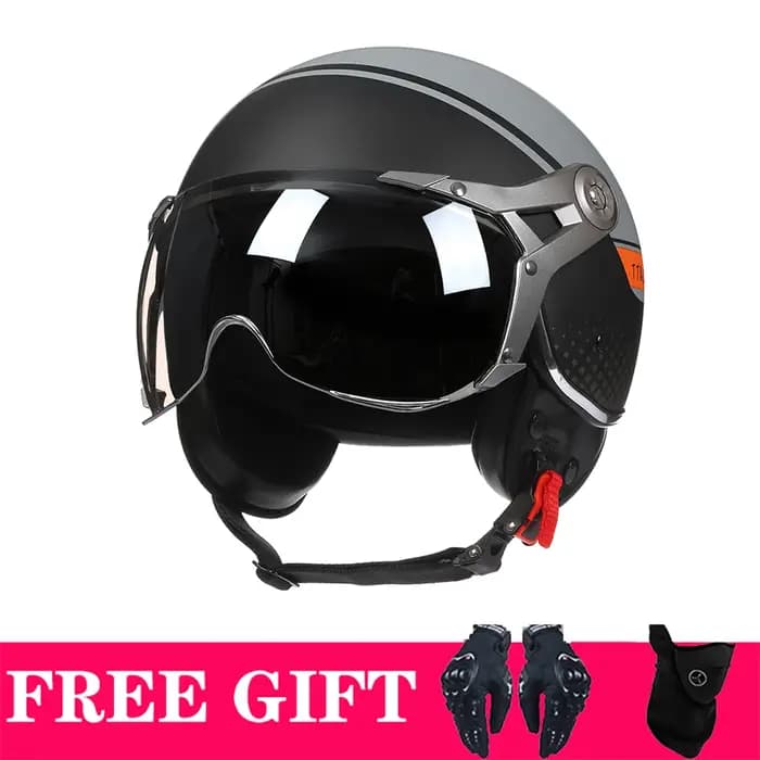 Casque de moto semi-ouvert rétro DOT 3/4