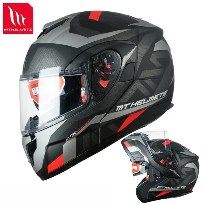 Casque de Moto d'origine MTHELMETS Capacete MT ATOM SV casques modulaires hommes femmes Double lentilles