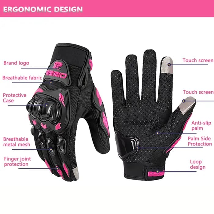 Gants de Moto d'été rose pour femmes