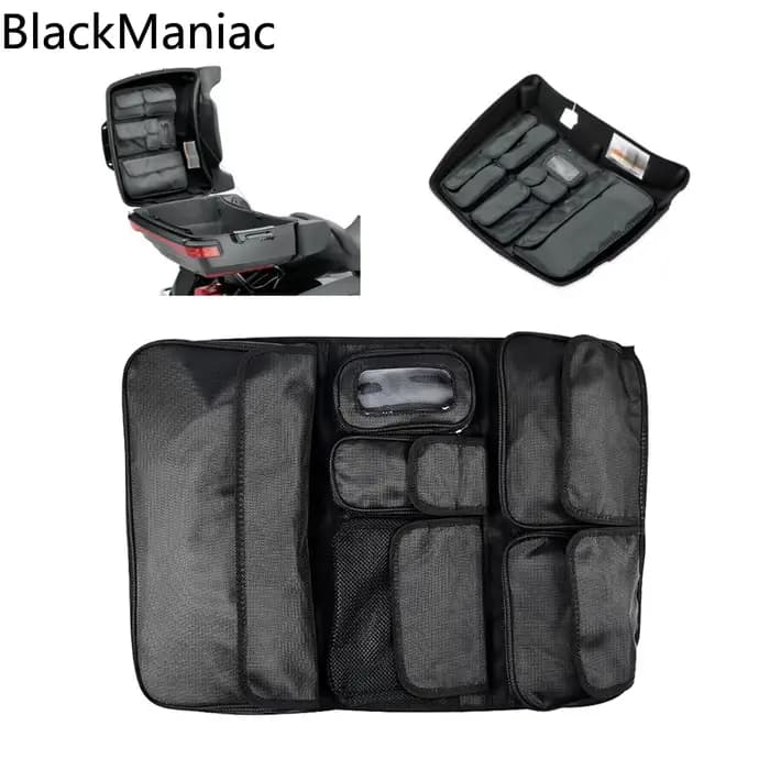 Sac de selle noir avec couvercle pour moto
