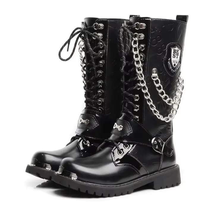 Hommes mode moto bottes mi-mollet respirant