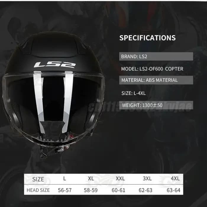 Casque de moto LS2 OF600 COPTER à double visière, casque rétro ouvert pour homme et femme, anti-chute et respirant