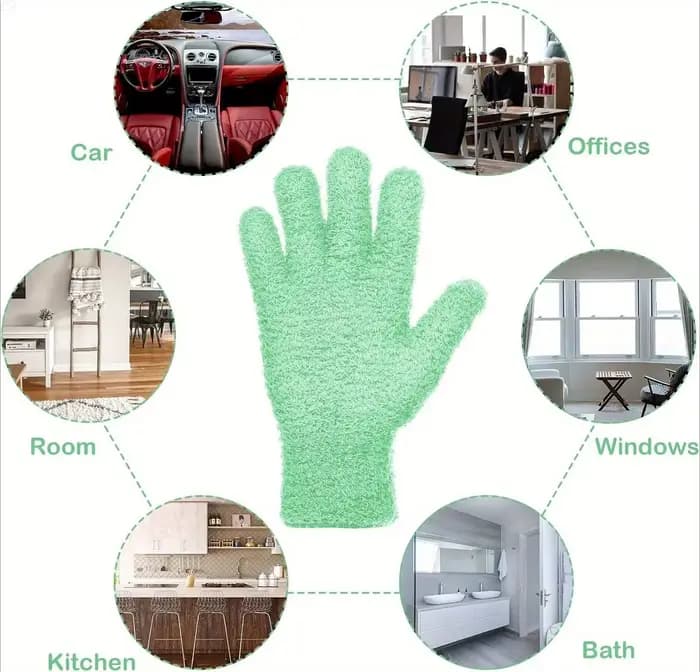 1 paire de gants de dépoussiérage en microfibre