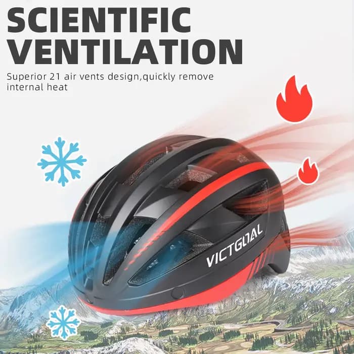 VICTGOAL Casque de vélo de route VTT pour hommes Femmes avec lunettes de visière LED Lumière arrière