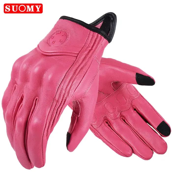 Suomy femmes rose gants de moto écran tactile en cuir vélo électrique gant cyclisme doigt complet Motocross Luvas Da
