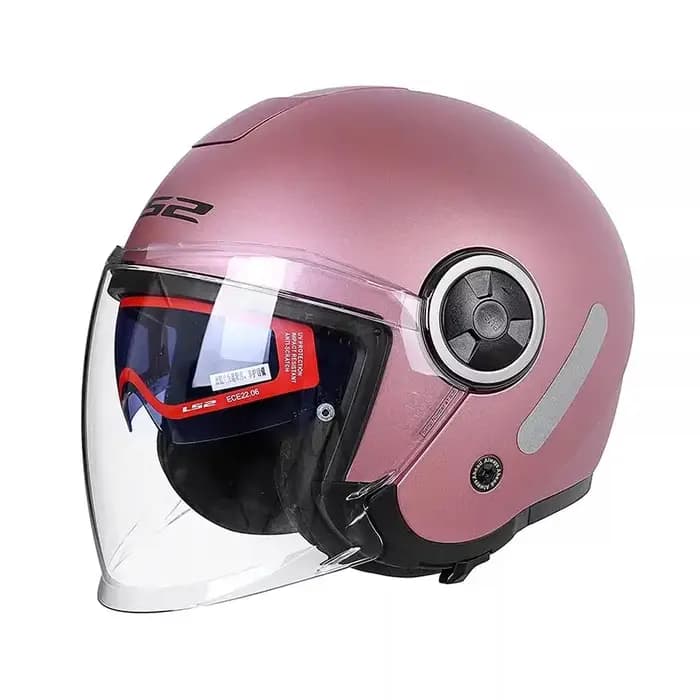 Casque Moto LS2 OF620 JET LS2 3/4 Ouvert Rose Double Visière Femme M