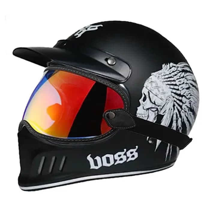 Casque de Moto intégral Vintage Chopper rétro Casco