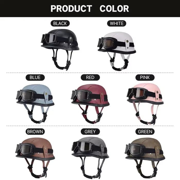 Casque de moto demi-casque allemand classique à visage ouvert Style rétro pour Cruiser Chopper certifié DOT léger Durable