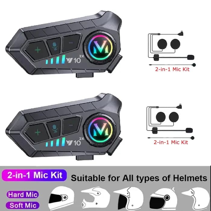 Intercom pour moto, casque avec écouteurs