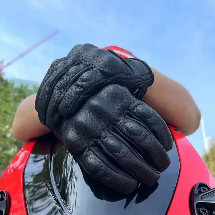 Gants de moto d'été en cuir pour hommes et femmes