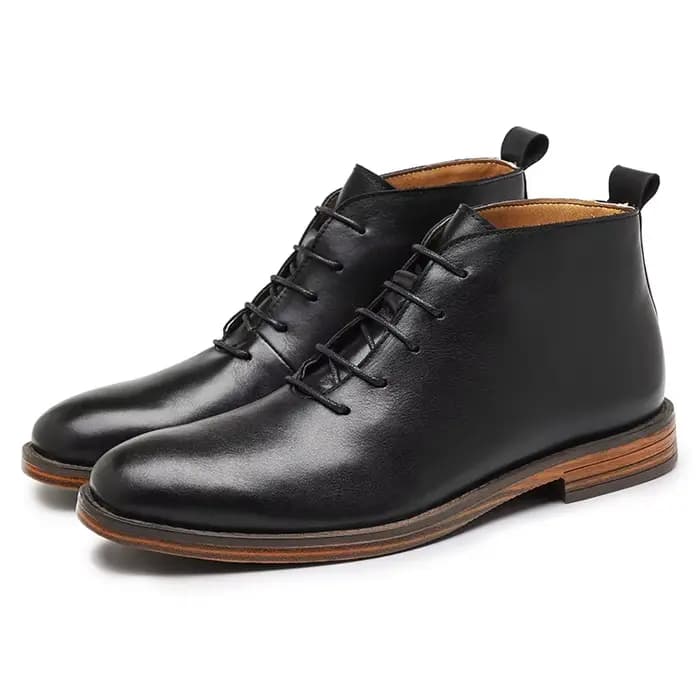 Bottines rétro pour hommes, chaussures en cuir véritable de haute qualité, élégantes à lacets, pour