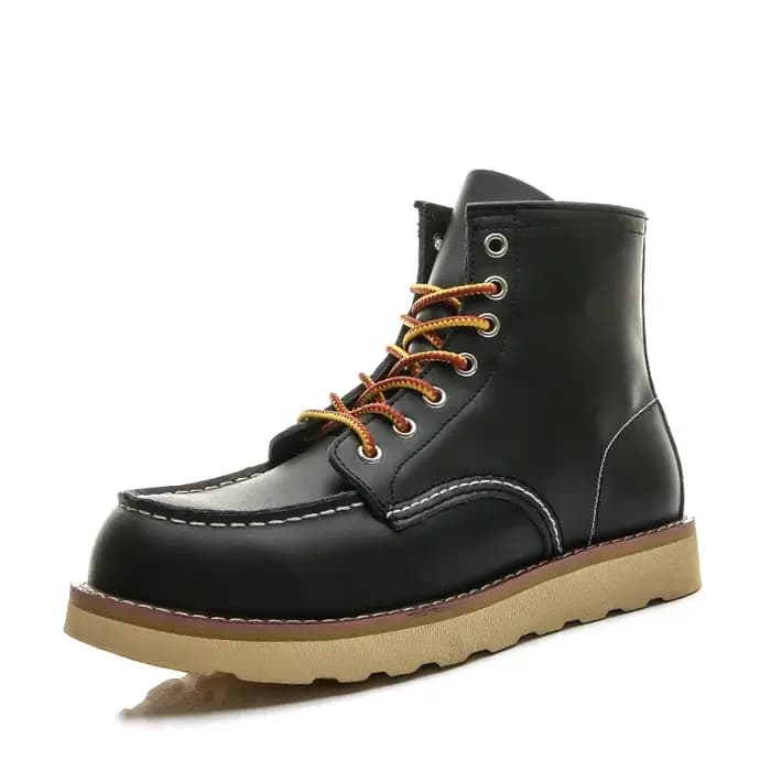 Bottes de moto en cuir véritable pour hommes
