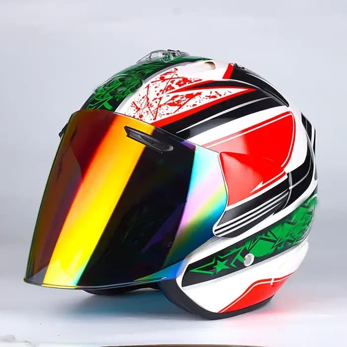 Hommes et femmes moto tout-terrain Casque d'été épée verte demi
