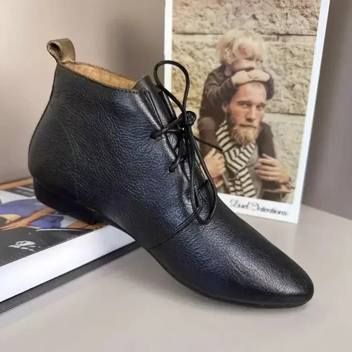 Bottines courtes plates à lacets pour femmes