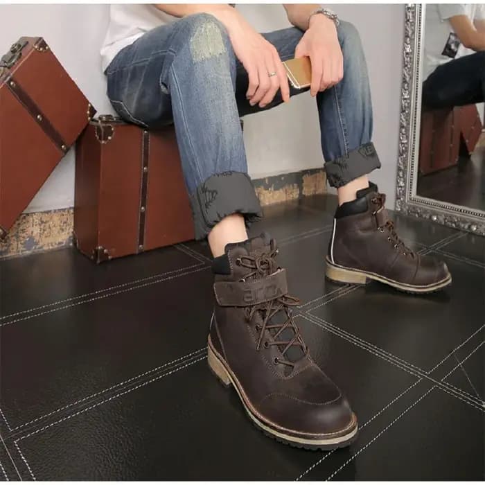 ARCX-Bottes de rinçage de moto en cuir véritable, imperméables, chaudes, vintage, extérieur, loisirs, motocross
