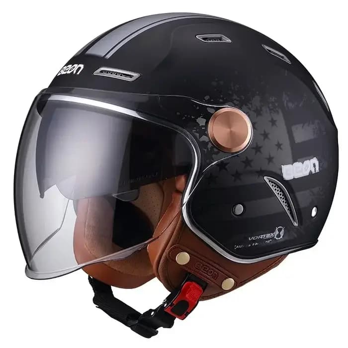 BEON-Casque de Moto Vintage à Visage Ouvert, Rétro, Lentille de Touriste, B122