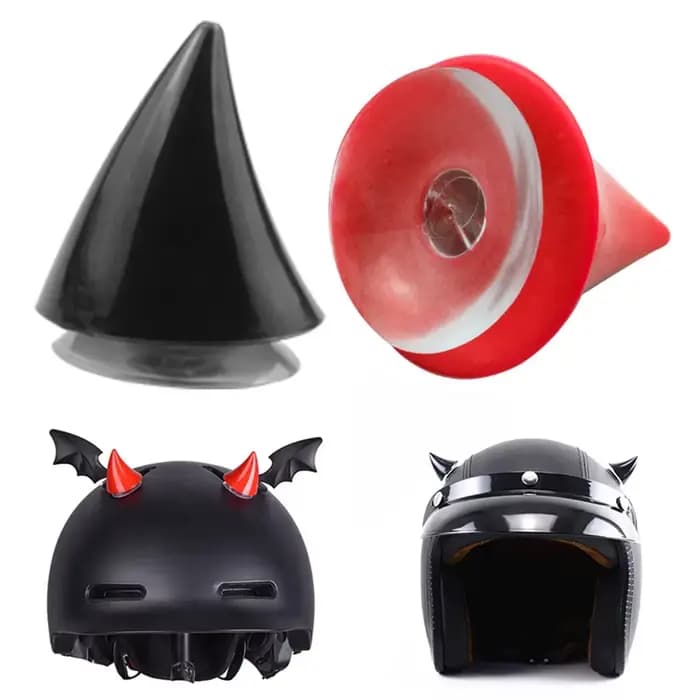 2 pièces casque de Moto coin mignon corne en caoutchouc décoration Motocross intégral hors route