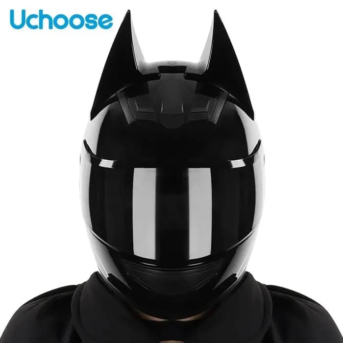 Casque complet de moto en corne de chauve-souris, Scooter tout-terrain, personnalité, cornes de démo