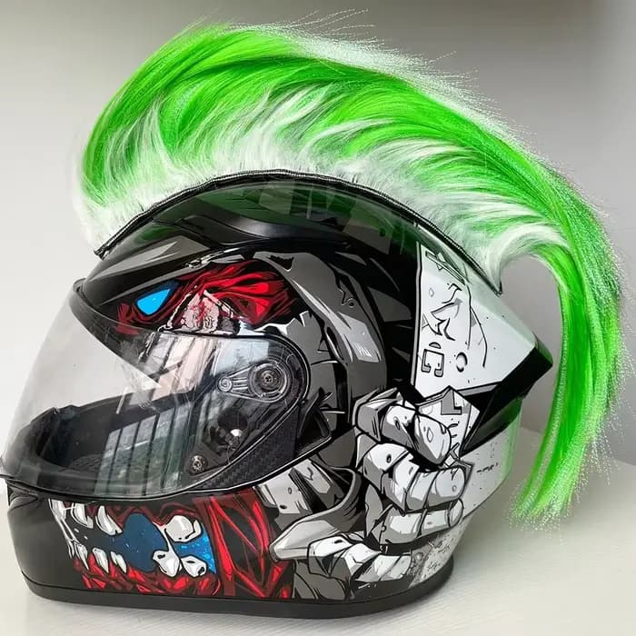 Personnalité créative moto casque électrique décoration Mohawk perruque