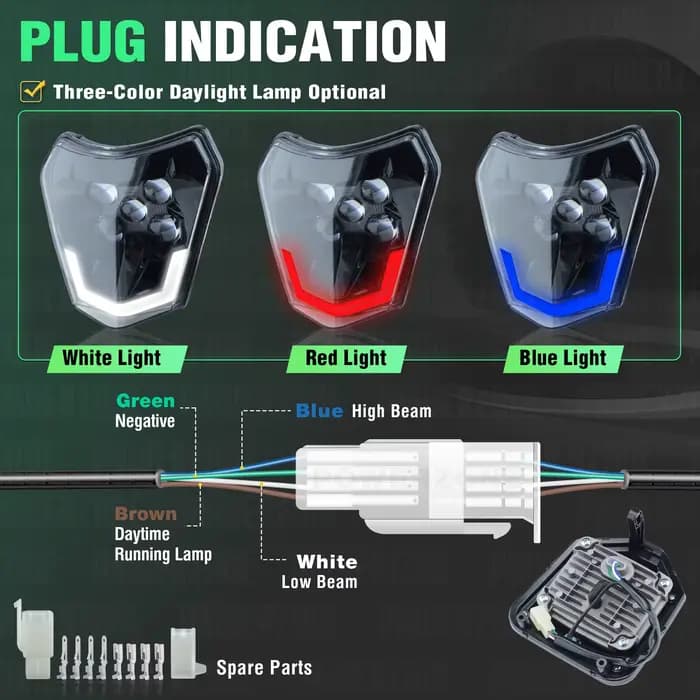 PowerZone moto phare phare Supermoto carénage pour KTM EXC SXF MX Dirt Bike Enduro phare noir