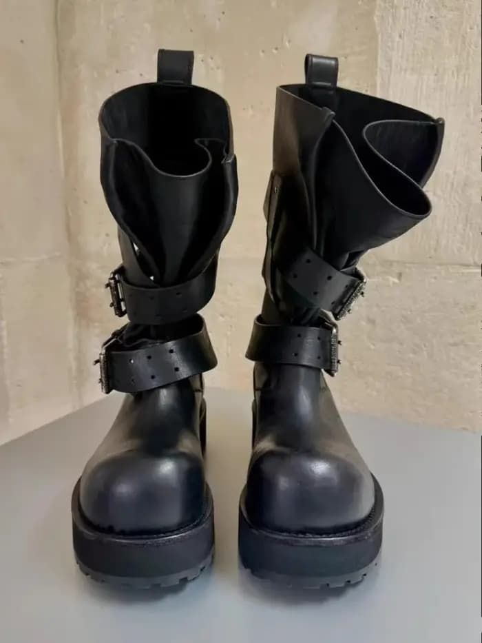 Bottes longues de moto à boucle de ceinture pour hommes et femmes