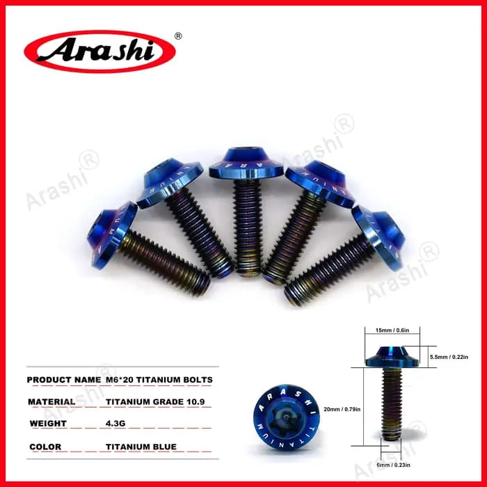 Arashi M6 / M8 Boulon De Montage En Titane Disque De Frein Rotor