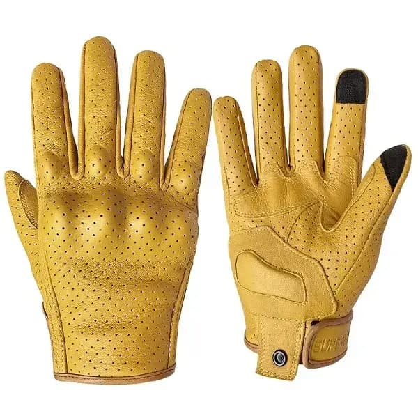 Gants de moto en cuir jaune pour hommes