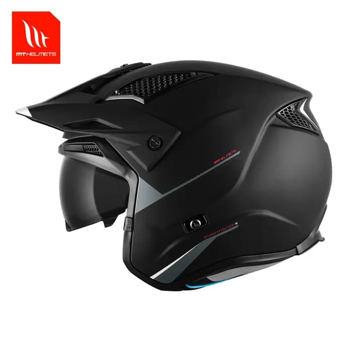 Nouveauté casque modulaire moto dégagement rapide solide noir blanc brillant/mat M-Xxxl Mt Streetfighter visage ouvert Motocross