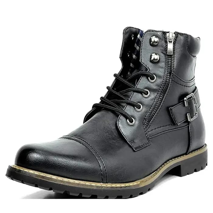 Hommes botte métal Double fermeture éclair moto