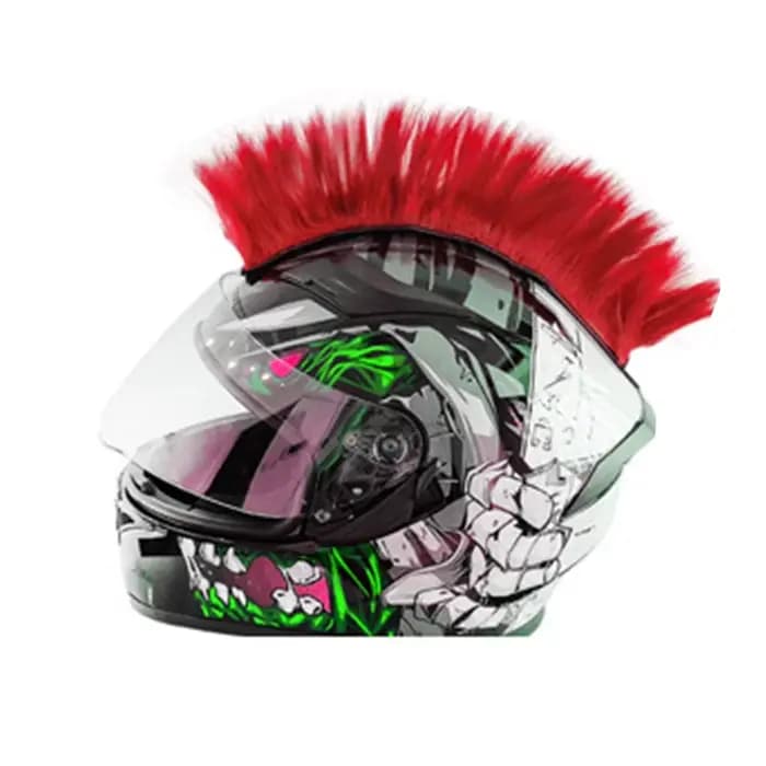 Décoration de casque de moto, bricolage, personnalité Mohawk, perruque multicolore, couvre-chef de c