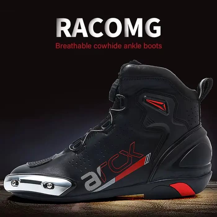 ARCX-Bottes de course en cuir de vachette respirantes pour hommes, bottes d'équitation de moto, chaussures de route, anti-chute, quatre saisons