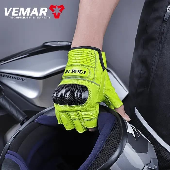 Demi-Doigt Vemar VE-206 D'été Sans Doigts Moto Gants En Cuir Cyclisme IsotVintage Luvas Motocross Hommes Femmes Moto Gants