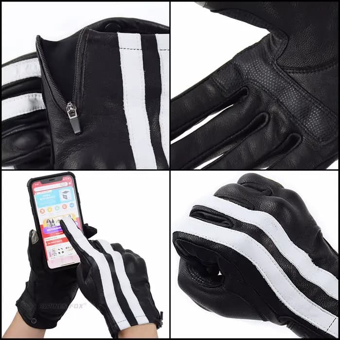 Gants de moto en cuir Vintage
