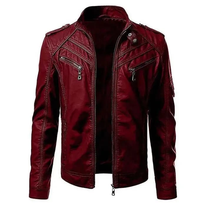 KIDWHXR Blouson en cuir pour homme