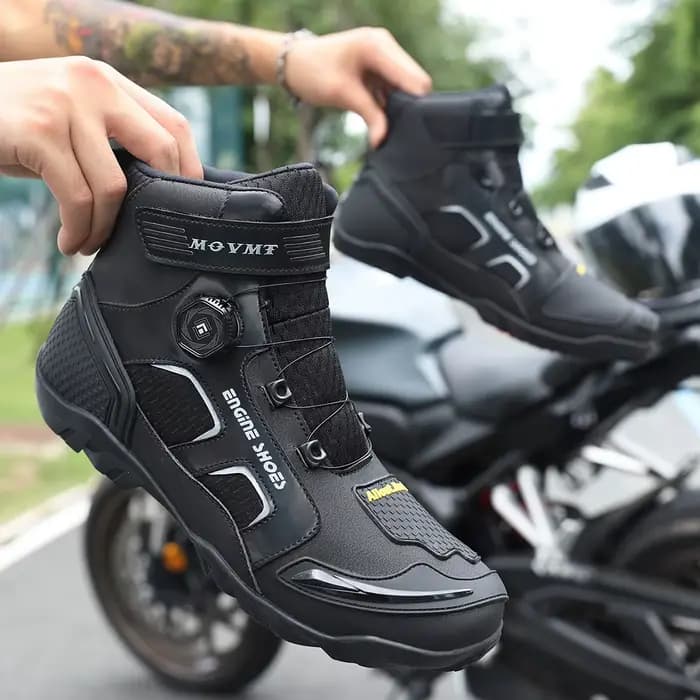 Bottes de moto en cuir pour hommes