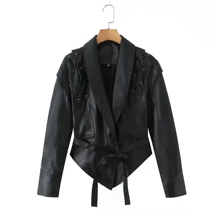Veste en cuir rétro tendance pour femme Printemps 2026 – Style urbain