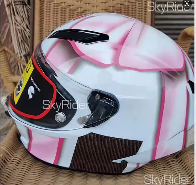 Casque de moto intégral Pista GPR rose avec nœud