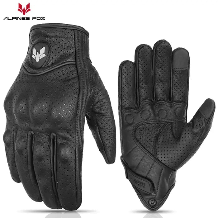 Gants de Moto en cuir perforé rétro d'été pour hommes et femmes